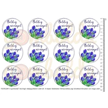 Mintás barkácsfilc - tulipános KÉK névnapi körök - 12db Mintás barkácsfilc - tulipános KÉK névnapi körök - 12db