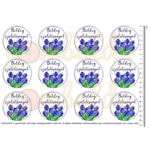 Mintás barkácsfilc - tulipános KÉK születésnapi körök - 12db