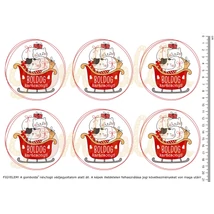 Mintás barkácsfilc - vagány karácsonyi cicusok nagy körben - Boldog karácsonyt!