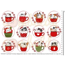 Mintás barkácsfilc - vagány karácsonyi cicusok körben - finomságok