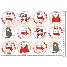 Mintás barkácsfilc - vagány karácsonyi cicusok körben - tappancsos Mintás barkácsfilc - vagány karácsonyi cicusok körben - tappancsos