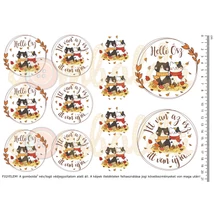 Mintás barkácsfilc - vagány cicusok - őszi feliratos