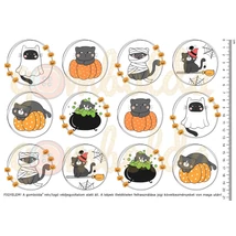Mintás barkácsfilc - vagány cicusok - halloween
