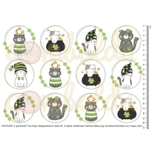 Mintás barkácsfilc - vagány cicusok - szerencsehozók