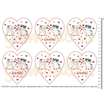 Mintás barkácsfilc - vagány valentin cicusok - szív