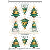 Mintás barkácsfilc - vidám karácsonyfa - fenyő díszek