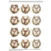 Mintás barkácsfilc - vintage szarvasok koszorúban - kicsi