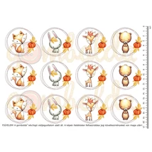 Mintás barkácsfilc - Woodland Animals - őszi keretben