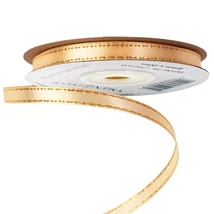 Szatén szalag arany szegéllyel - 6mm - 20m - krémes barack Szatén szalag arany szegéllyel - 6mm - 20m - krémes barack