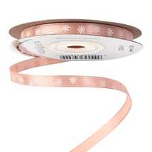 Hópehely mintás szatén szalag - 6mm - 20m - púder bézs Hópehely mintás szatén szalag - 6mm - 20m - púder bézs