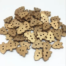 Fenyőfa alakú fa gombcsomag - arany