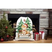 Panama szövet Mikulás zsák panel - festett karácsony - piros róka