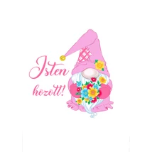 Mintás barkácsfilc - tavaszi manók - hímzőkeretbe - rózsaszín