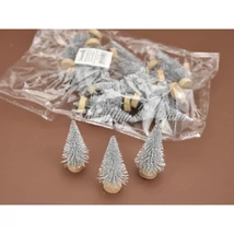Mini dekor műfenyő ezüst 6cm - 5db