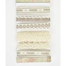 Dekorációs szalag válogatás csipkével - ekrü - 6x2m Dekorációs szalag válogatás csipkével - ekrü - 6x2m