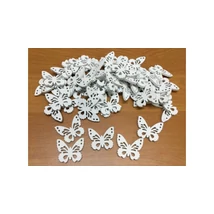 Pillangó formájú fehér fa dekorációk - 3cm - 10db