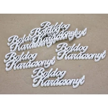 Fehér fa - "Boldog karácsonyt" felirat - 10cm