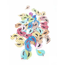 Madár formájú színes fa formagomb csomag - 10db Madár formájú színes fa formagomb csomag - 10db