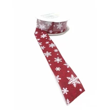 Hópehely mintás szalag - Bordó - 25mm