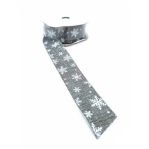 Hópehely mintás szalag - Szürke - 25mm