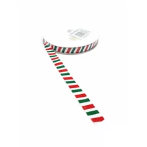Karácsonyi ripsz grosgrain szalag - fehér alapon csíkos
