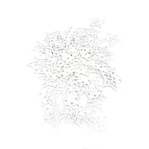 Fehér csillag formájú festett fa dekoráció - 10db