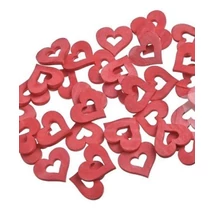 Apró fa dekor szívek - piros - 10db Apró fa dekor szívek - piros - 10db