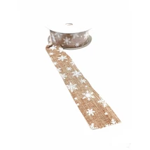 Hópehely mintás szalag - drapp - 25mm