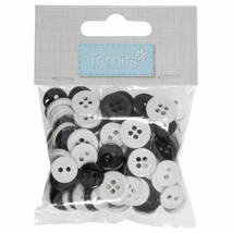 Trimits - kreatív hobby gombok - black and white - 125db Trimits - kreatív hobby gombok - black and white - 125db