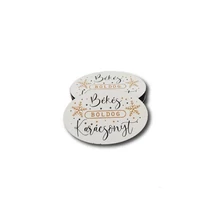 Nyomtatott fa ovális táblácska - Békés boldog karácsonyt - 6cm