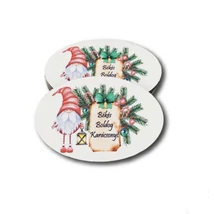 Nyomtatott fa ovál tábla - manós békés boldog karácsonyt - 5,5cm x 8,5cm Nyomtatott fa ovál tábla - manós békés boldog karácsonyt - 5,5cm x 8,5cm