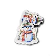 Nyomtatott fa figura - hóember - 7cm x 6,5cm