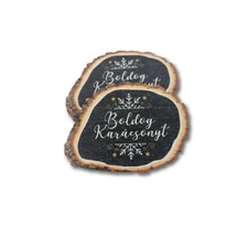 Nyomtatott közepes faszelet - fekete alapon Boldog Karácsonyt - 6x8cm Nyomtatott közepes faszelet - fekete alapon Boldog Karácsonyt - 6x8cm