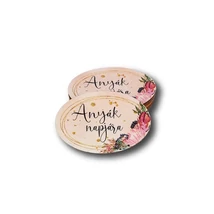 Nyomtatott fa ovális táblácska - Anyák napjára púder - 6cm