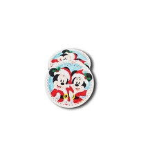 Nyomtatott fa kerek tábla - kék hátteres Mickey és Minnie - 5cm