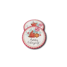 Nyomtatott fa kerek tábla - púder mézeskalácsos - 7cm