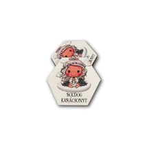 Nyomtatott fa hexagon tábla - cuki angyalka - 7,5cm