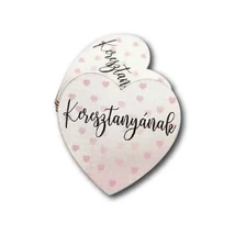 Nyomtatott fa pici szív táblácska - Keresztanyának szívecskékkel - 5,5cm