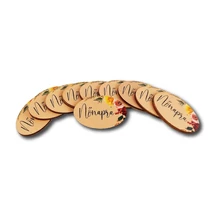 Nyomtatott fa pici ovál táblácska - Nőnapra - 4cm