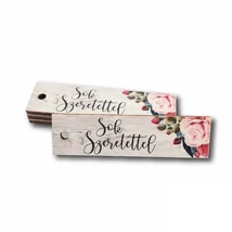 Nyomtatott fa fűzhető biléta - Sok szeretettel - 7cm