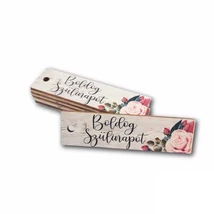 Nyomtatott fa fűzhető biléta - Boldog szülinapot - 7cm