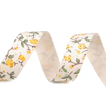 100% pamut szalag - 15mm - tavaszi virágok - sárga 100% pamut szalag - 15mm - tavaszi virágok - sárga