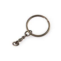 Kulcstartó lánccal - 25mm - 5db - ósárgaréz