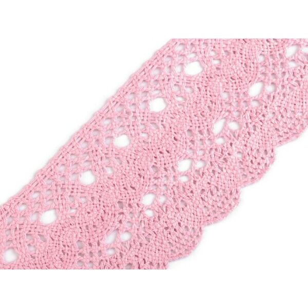Rózsaszín pamut csipke - 75mm széles