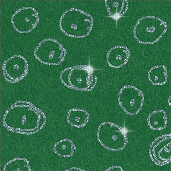Csillogó kör mintás barkácsfilc - merev - zöld