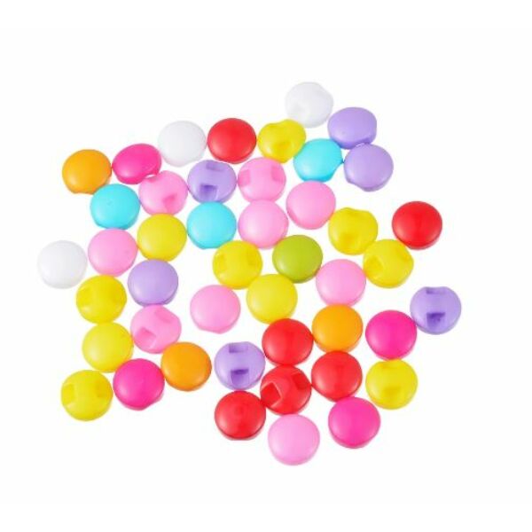 Egyszínű, színes műanyag buborék gombcsomag - 9mm