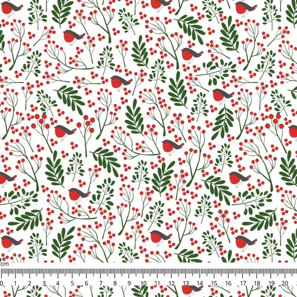 Mintás barkácsfilc méteráru  - bogyós vörösbegy Mintás barkácsfilc méteráru  - bogyós vörösbegy