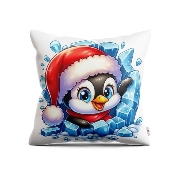 Panama szövet párnapanel - jeges állatok - pingvin