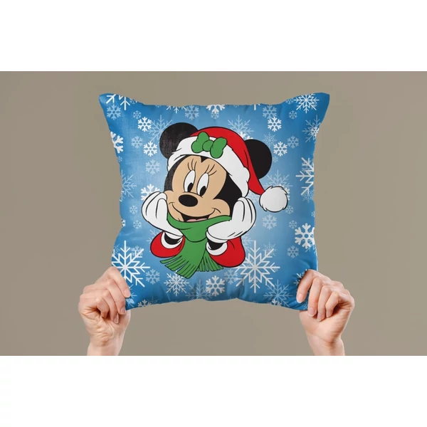 Panama szövet párnapanel - Minnie kék hátérrel