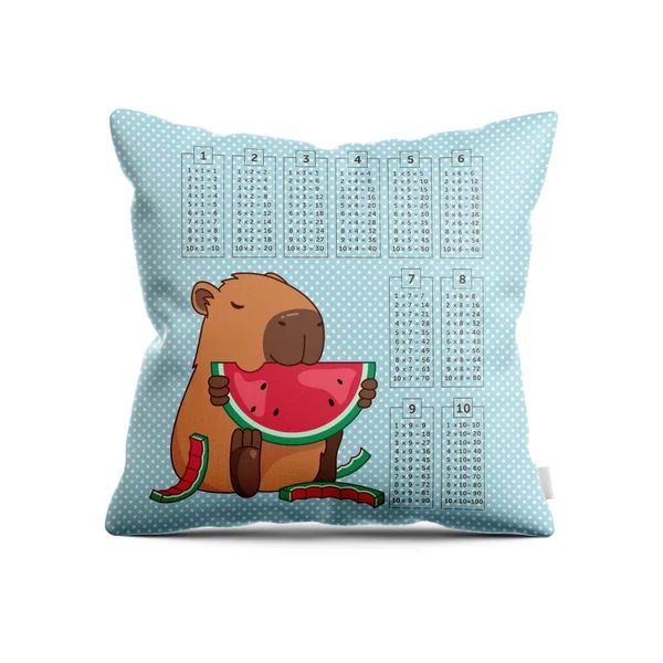 Panama szövet szorzótáblás panel - capybara - kék